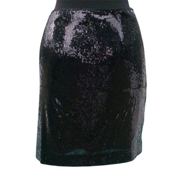 Cache Black Sequin Encrusted Pencil Lined Day Event Skirt Stretch New $128 NWT - Picture 2 of 4